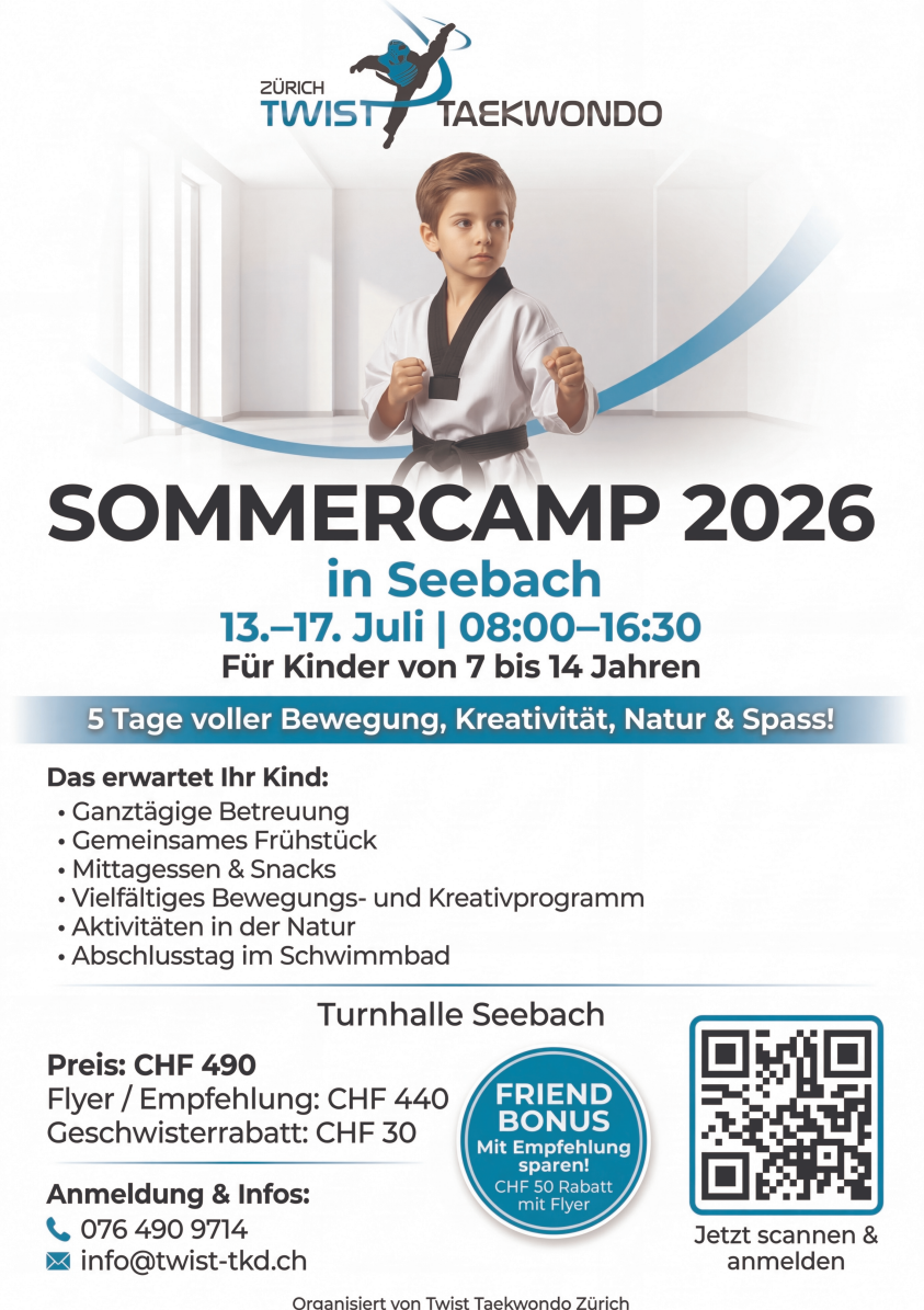 Sommercamp 2026 Flyer - Twist Taekwondo Zürich